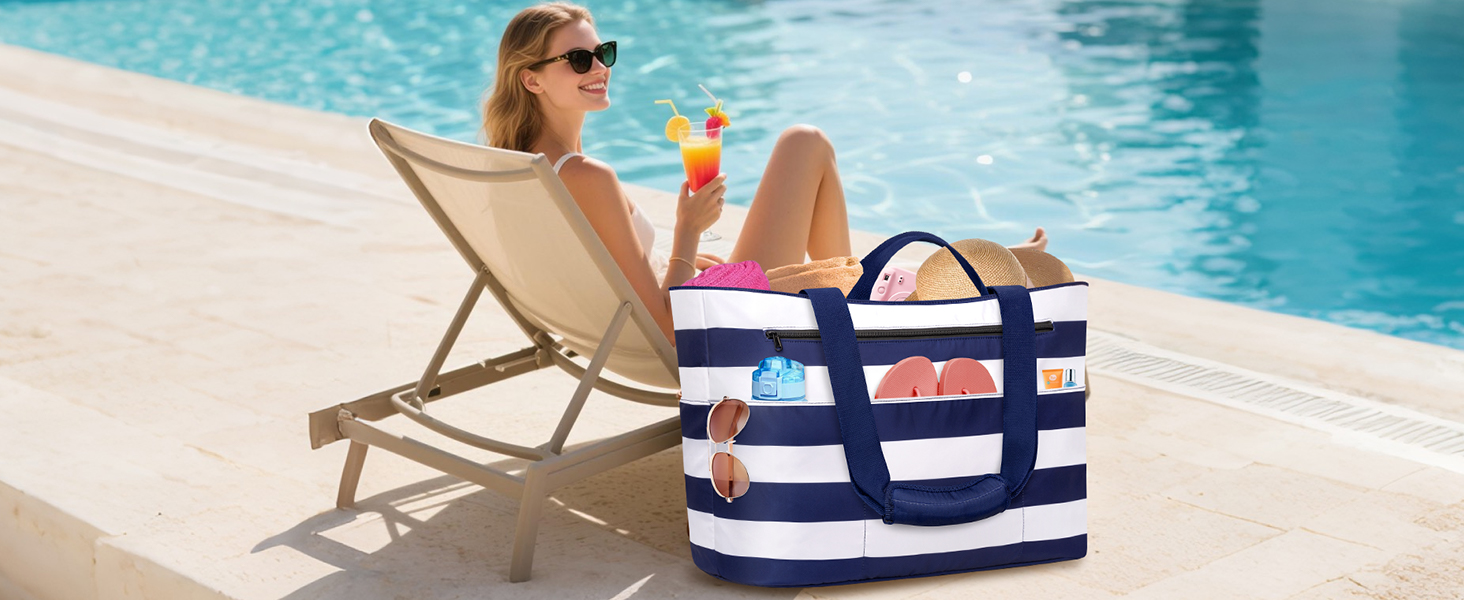 beach tote with zipper