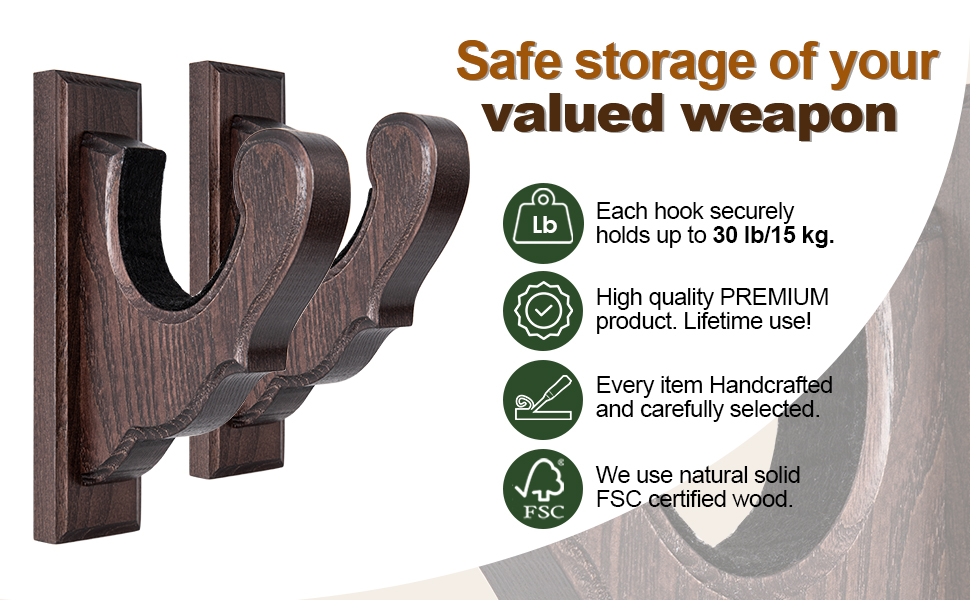 TESLYAR Gun Rack Wall Mount Hold Up Displays Horizontal Gun