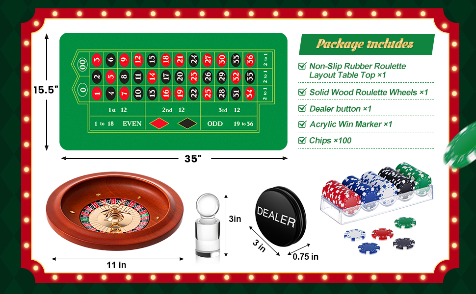 Amazon.com : Lunmon Roulette Wheel Game Set Include 11