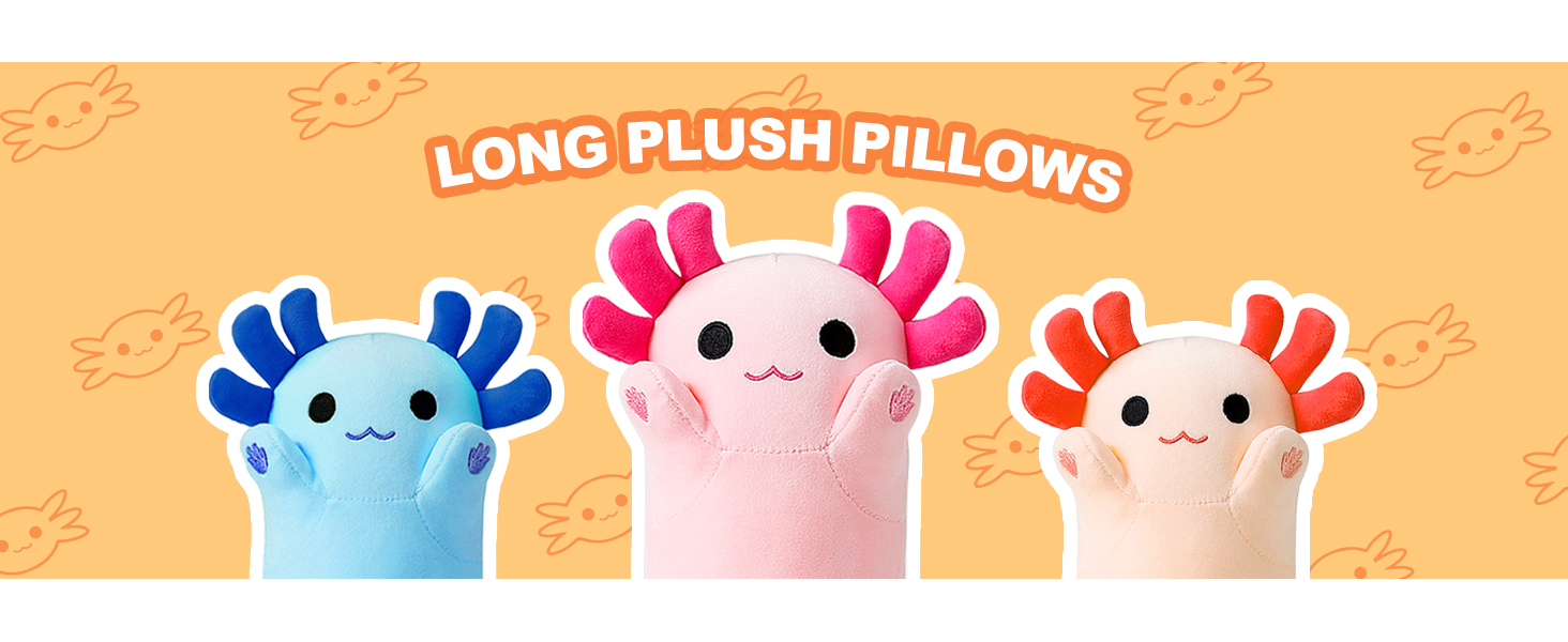 PEACHCAT Pink Long Axolotl Plush Pillow Toy Cute Axolotl Stuffed Animal