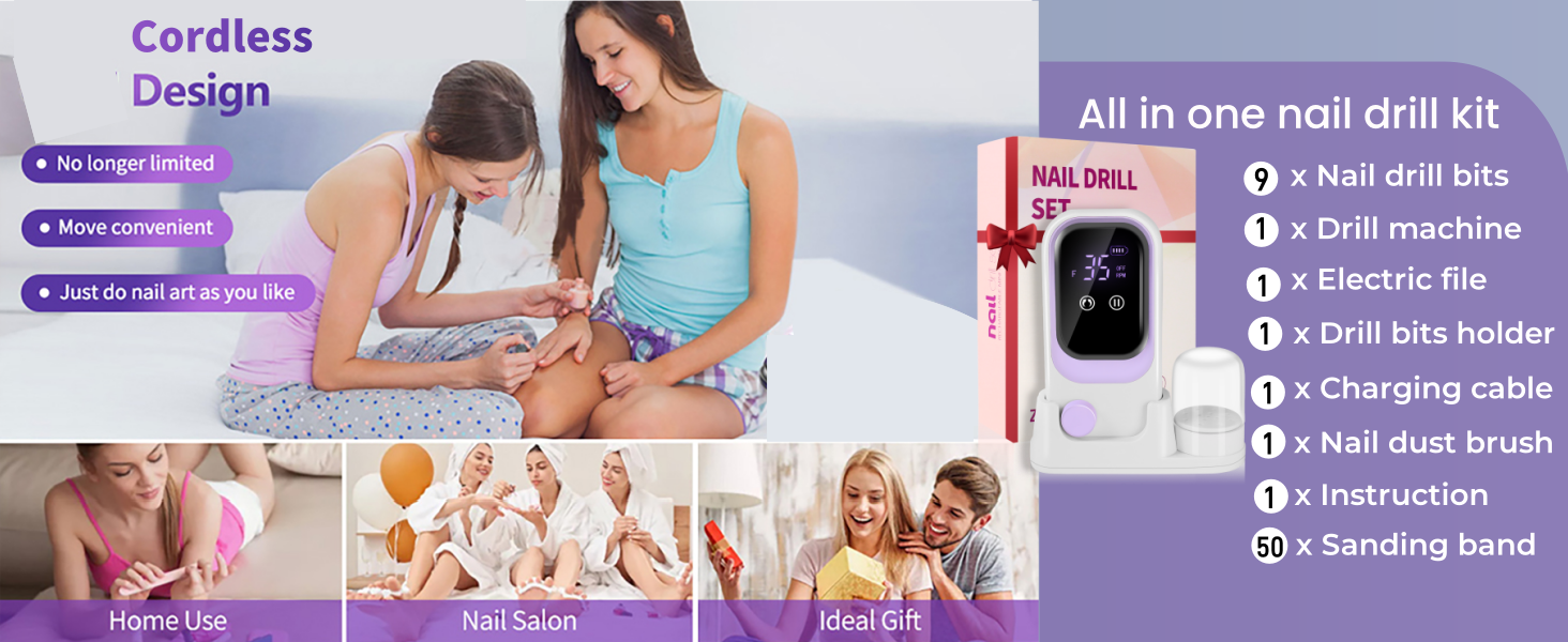 nail drill with base and bits