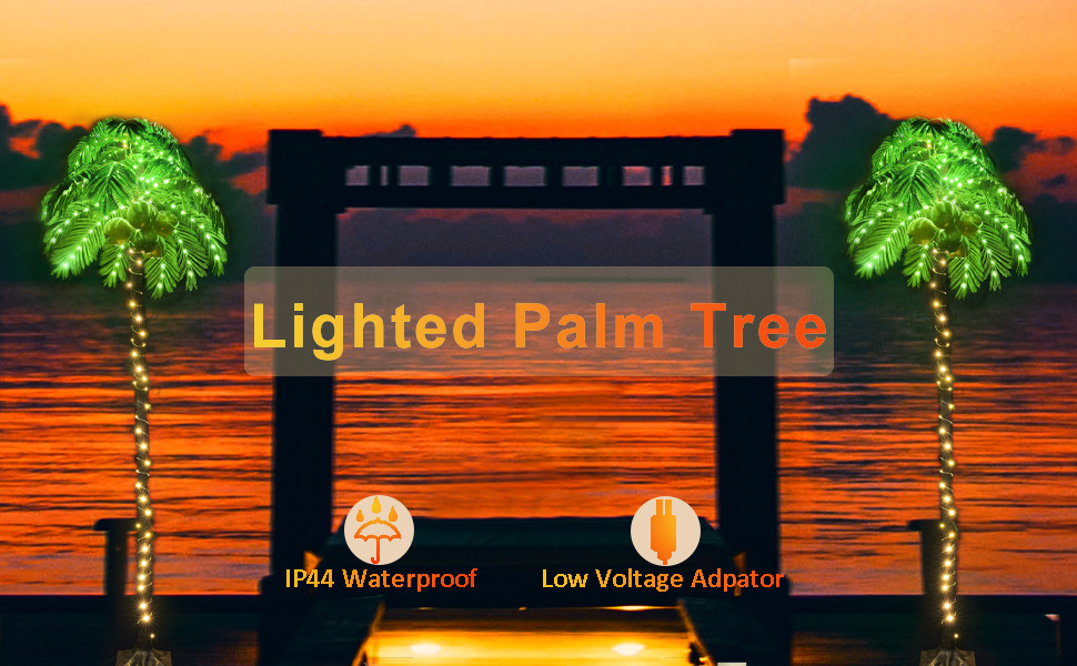 Lighted Palm Trees, 7FT 187 LED Artificial Palm Tree with 5