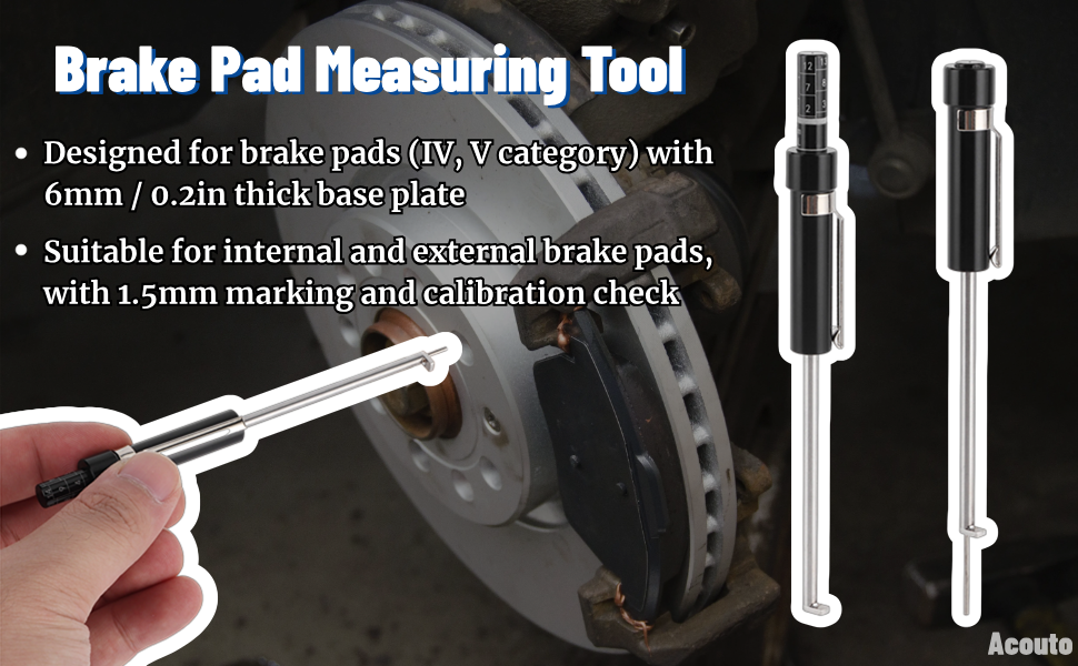 Acouto Brake Pad Measuring Tool Car Brake Pad Tester Vehicle Brake Pad Thickness