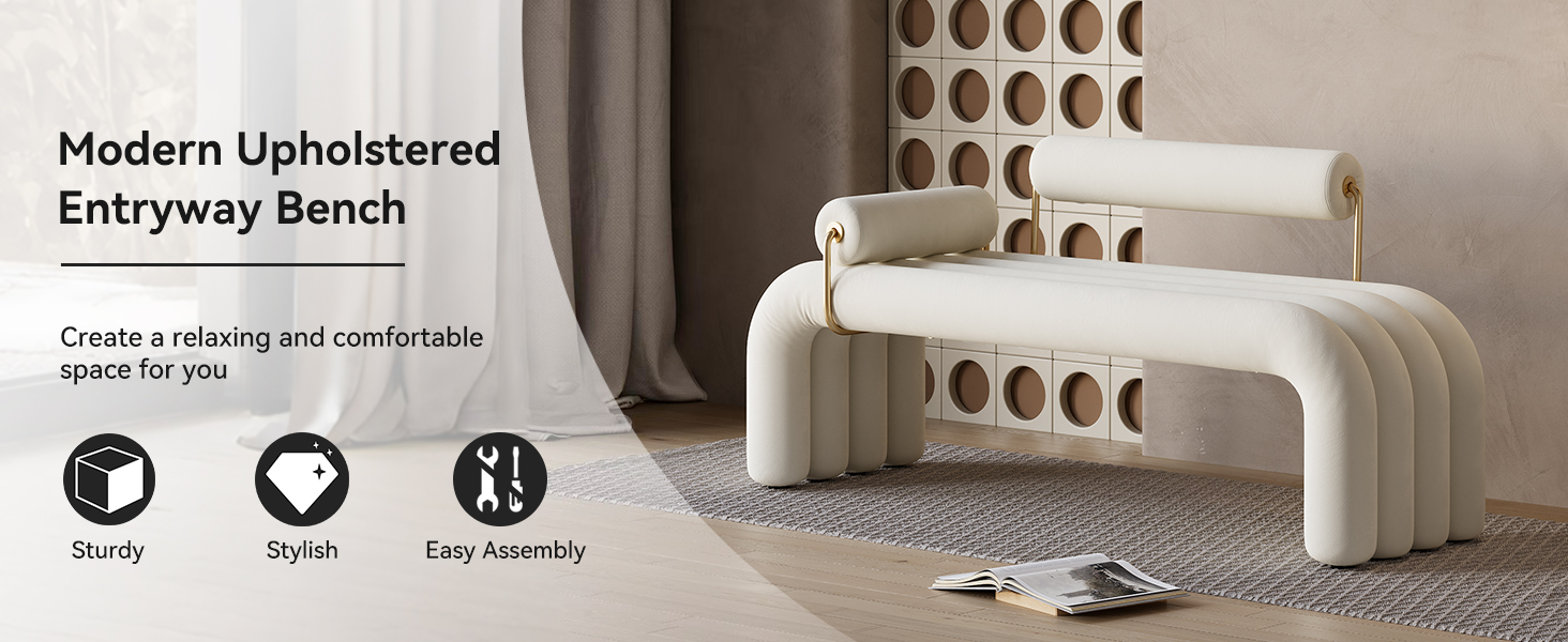 Upholstered Modern Velvet Ottoman Bench