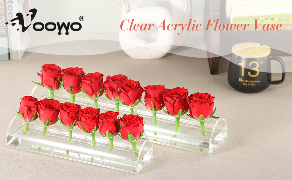 Clear Acrylic Flower Vase Rectangular Floral Centerpiece