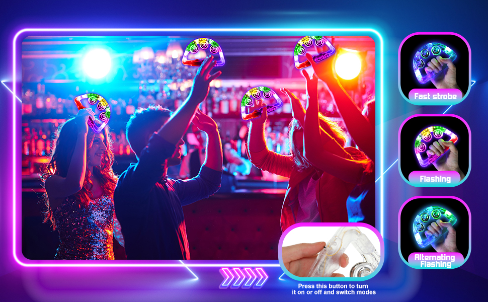 Jerify 50 Pcs Light up Tambourine LED Flashing Tambourine