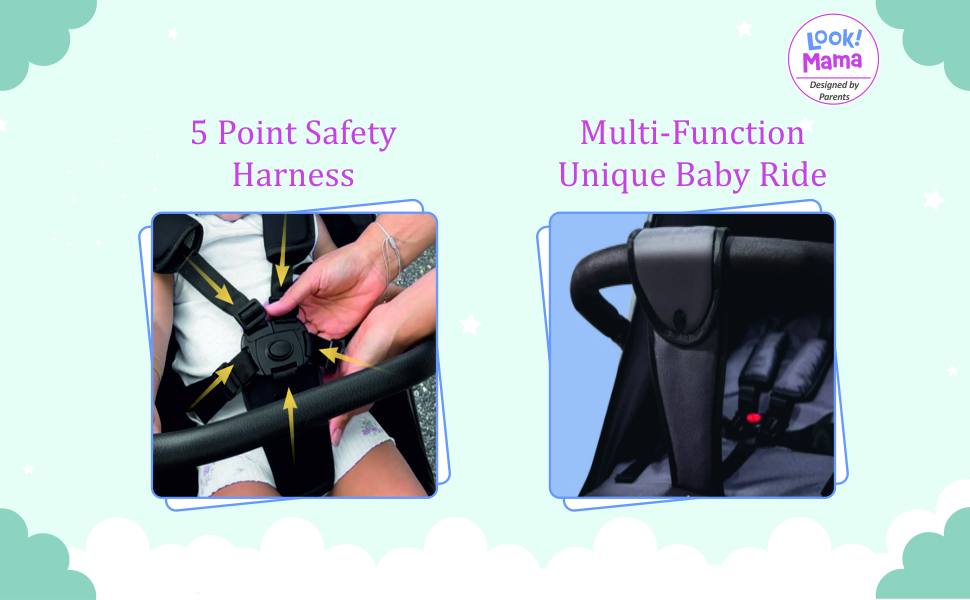 stroller with 5 point safety harness