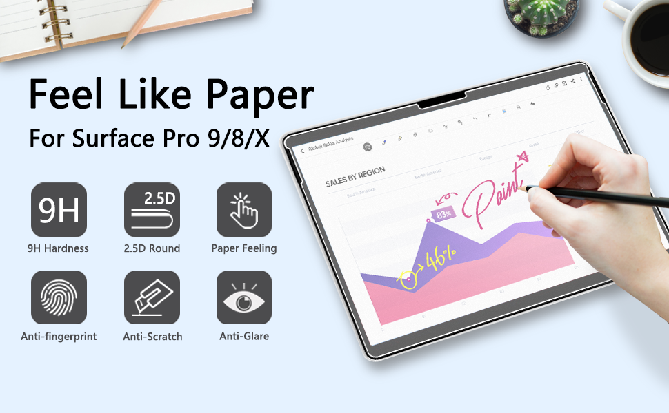 [2 Pack] MEGOO PaperFeel Screen Protector for Microsoft Surface Pro 9