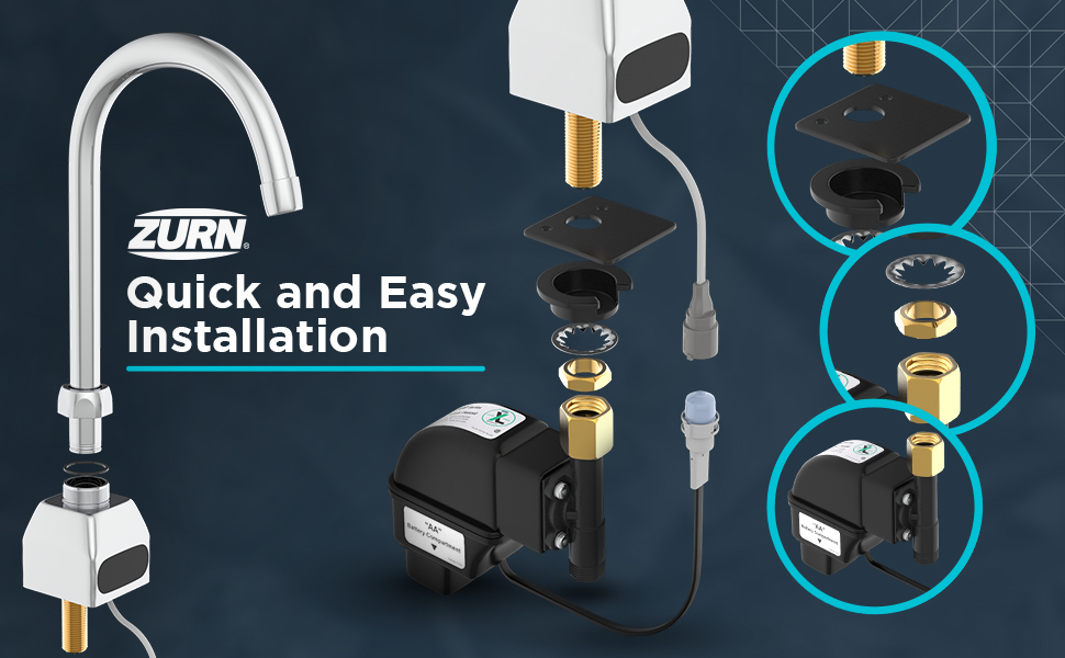 Zurn Z6920XLCP4MT Gooseneck Battery Sensor Faucet with Mixing Tee