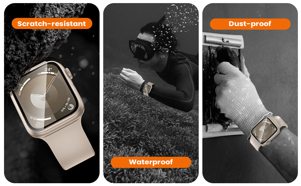 WSKEN for Apple Watch Screen Protector 41mm Series 9 8 7, Titanium Alloy Frame + 9H