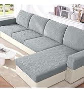 VANSOFY Couch Cushion Covers for Sectional Sofa, Stretch Jacquard Couch Seat Cushion Covers, Indi...