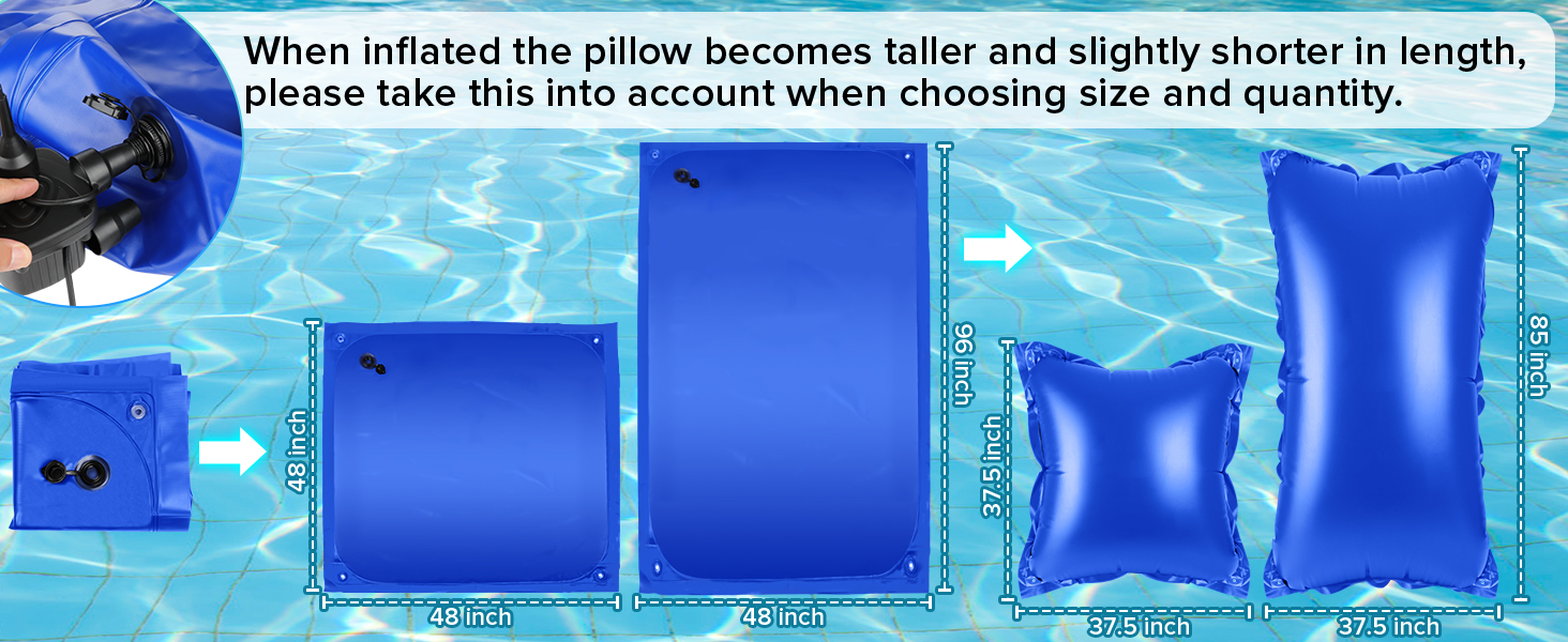 Angooni 4’x4’ HeavyDuty Pool Pillow with 4x20ft Ropes 0