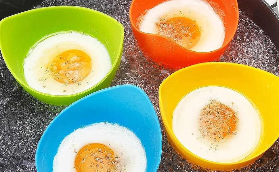 Amazon.de: 6 Pochierte Eierkocher aus Silikon, Rührei-Maker, Antihaft ...