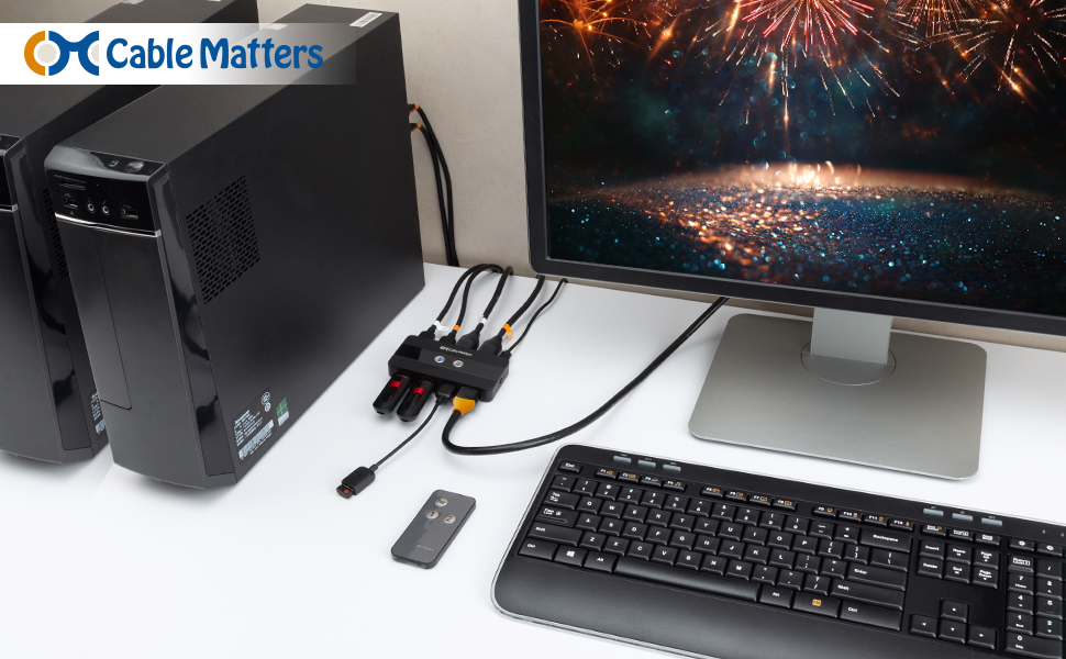 Cable Matters USB 3.0 KVM Switch HDMI 4K60Hz for 2 Computers, HDMI KVM