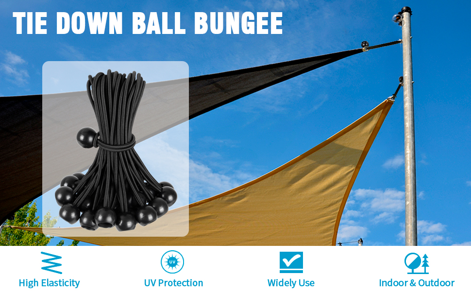 Tarp Bungee Balls 6 inch,Ball Bungee Cord Canopy Tie Down with Ball