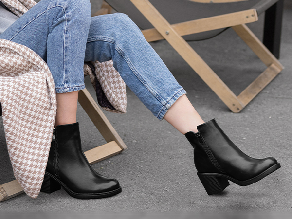 Amazon.com: mysoft Women's Ankle Boots Low Chunky Stacked