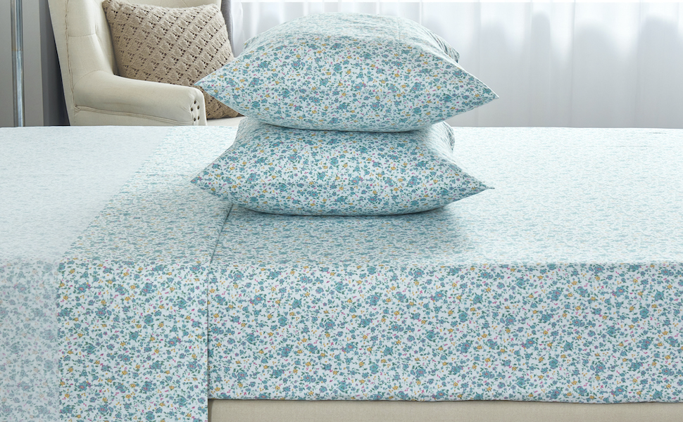 DAUAOTO 100 Cotton Bedding Printed Sheets Set for King Size Bed Up to 14" Deep