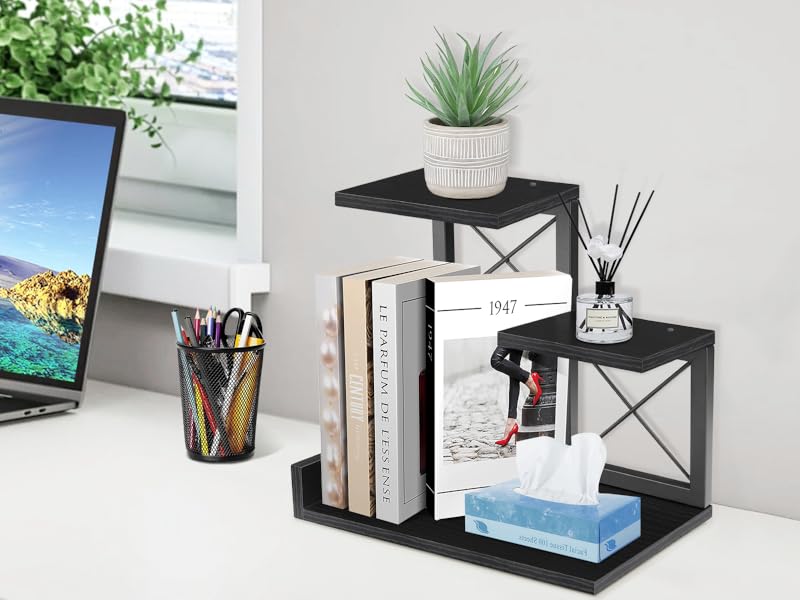 ELITEROO Desk Shelf Organizer, Wood Desktop Organizer Small