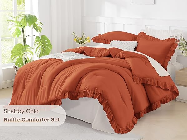 Amazon.com: Andency Burnt Orange Twin Size Comforter Set, 2