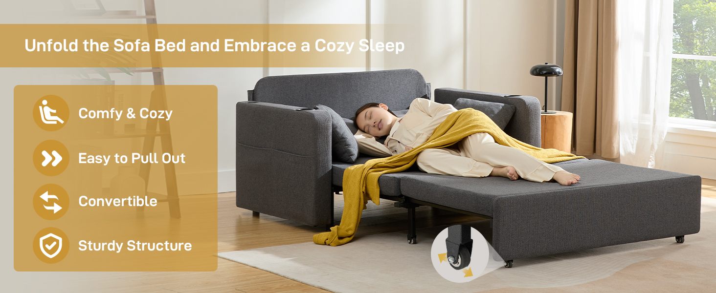 Busaurus 3 in 1 Convertible Sofa Bed, 56" Full Size