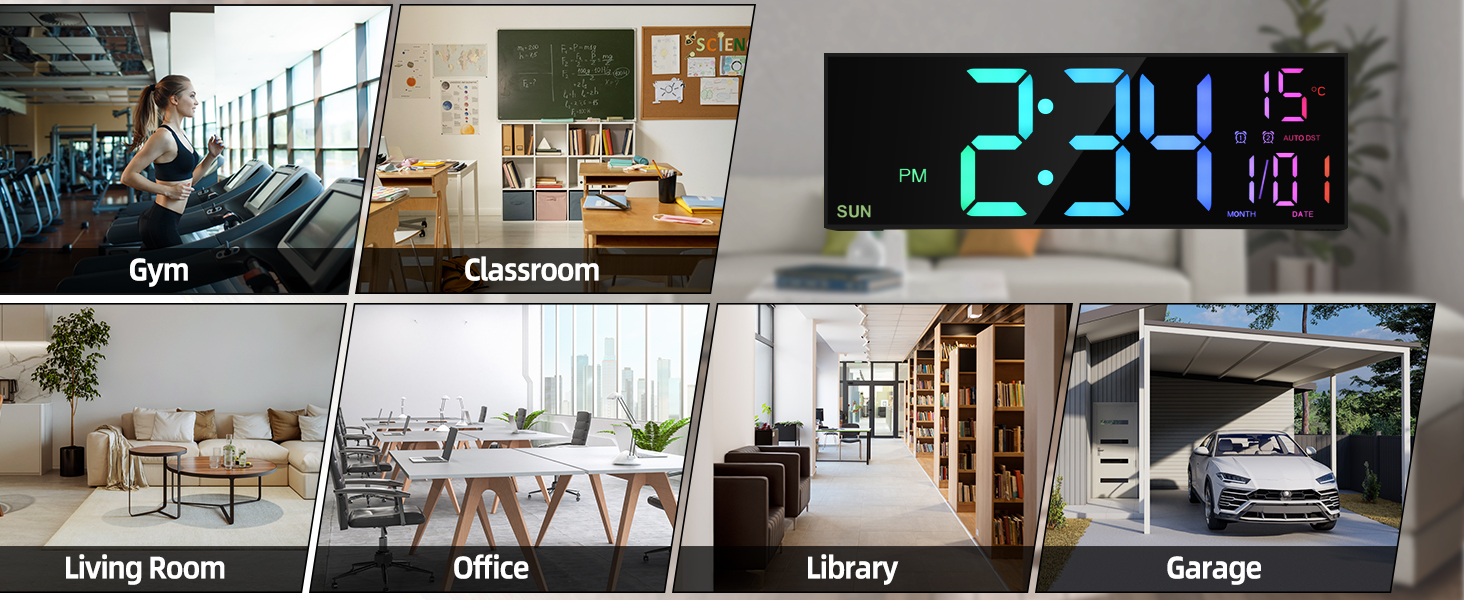 extra big modern silent large led digital wall clock for living room clock wall large