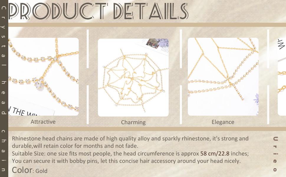 Rhinestone Cap Headpiece Gold Crystal Flapper Head Chain Tassel Gatsby 