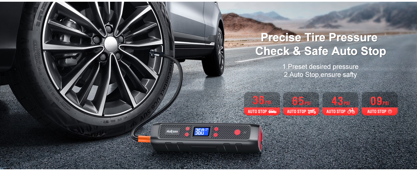 Nulksen Tire Inflator Portable Air Compressor for Car Tires