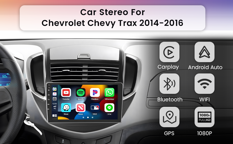 Hikity Android Car Stereo for Chevrolet Chevy Trax 20142016 Radio 2+64GB 9 Inch