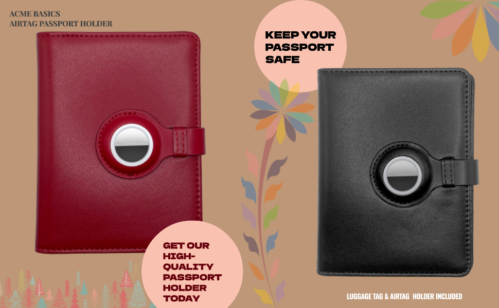 Acme Basics Passport Holder with AirTag Slot PLUS Luggage Tag, Passport Cover for
