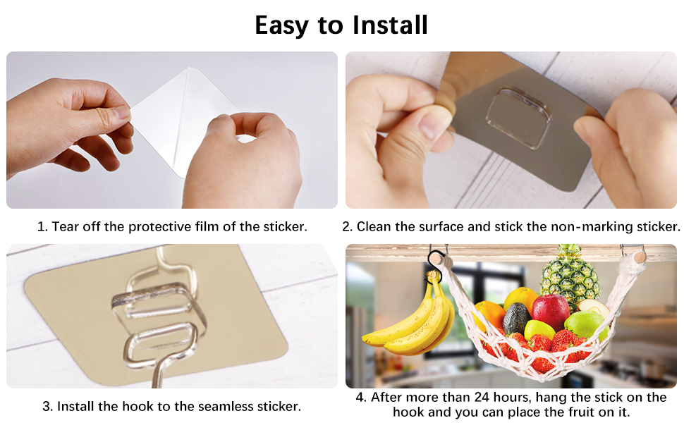 Fruit Basket Hammock Under Cabinet Adhesive, Woven Vegetable Hanging Basket, Fruit Storage for Kitchen with Banana Hook, Mesh Fruits Holder Organization for Home Dining Room Decor (1Pcs) 20 kitchen fruit basket