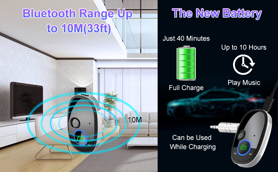 Friencity Aux Bluetooth Adapter for Car, Wireless Bluetooth 5.0 Audio