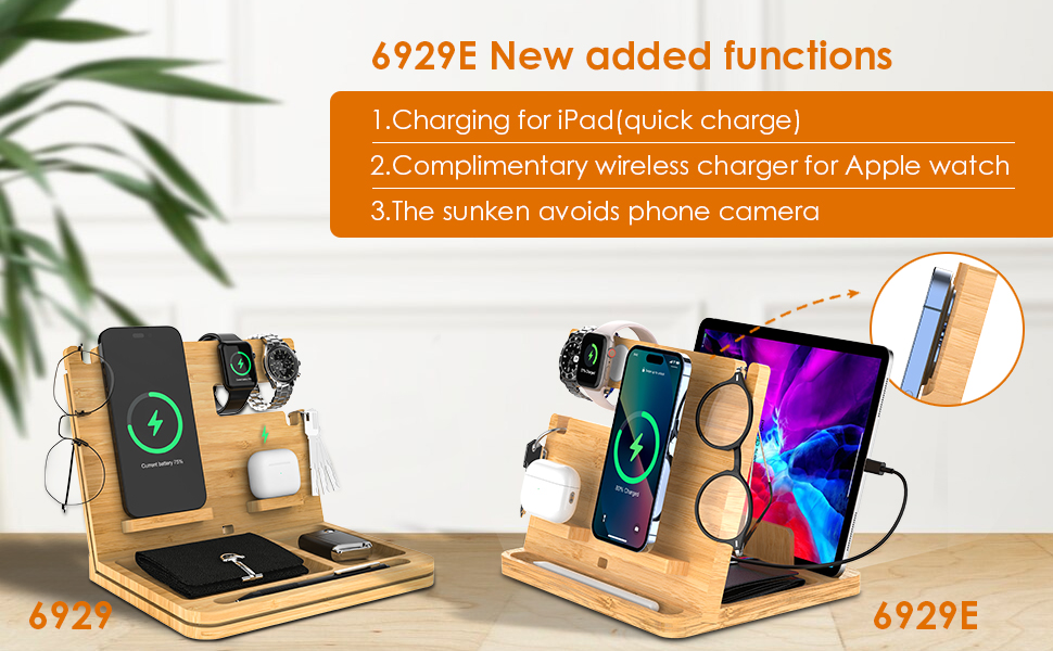 69【美品】AppleWatch+iPhone2-in-1急速10000mAh Amazon.com: HQOBZX Bamboo Wireless Charging Station for
