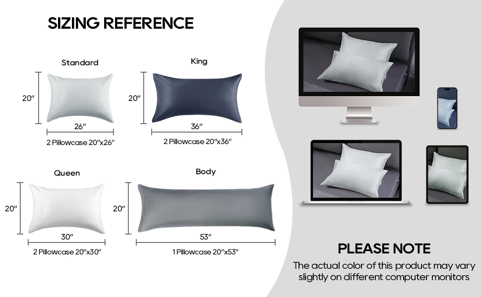 Bamboo Pillow Cases for Hot Sleepers Set of 2, King Size Bamboo Envelope Closure