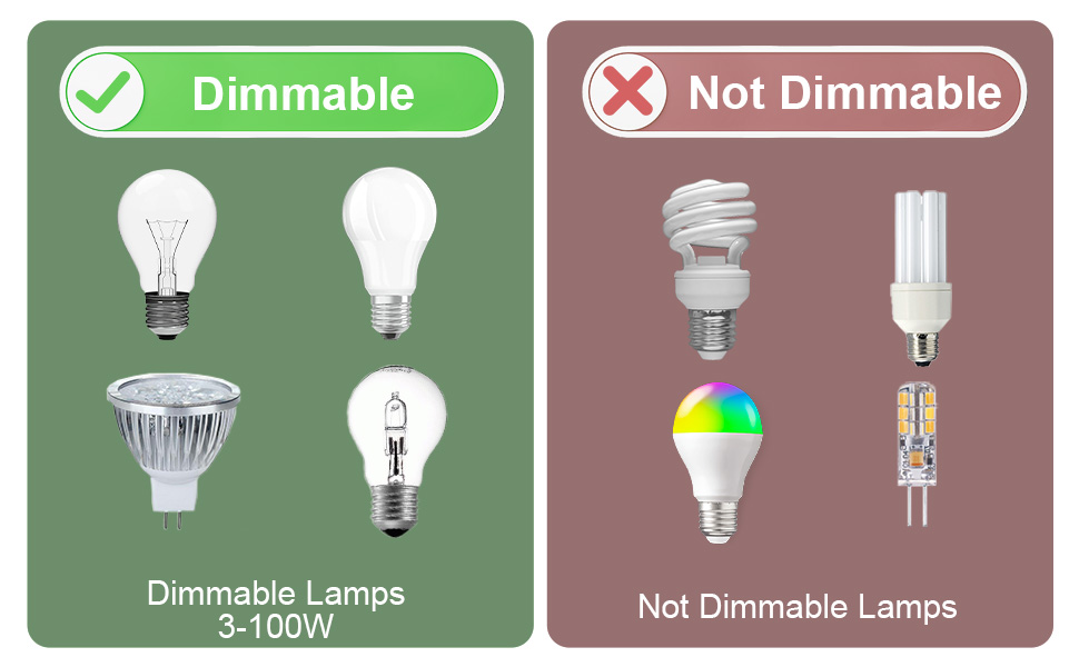 Linkstyle Dimmer Schalter Für LEDLampen, InlineDimmer Schalter 220V240V Phasenabschnitt 3