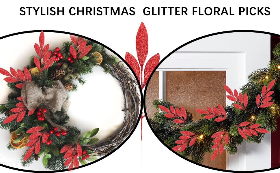 Sawowkuya 30 Pcs Red Christmas Tree Picks and Sprays