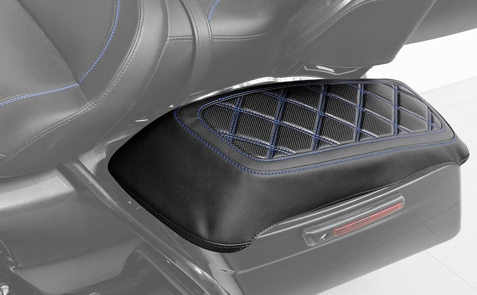 Motorcycle Saddlebag Lid Covers Red Diamond Stitching