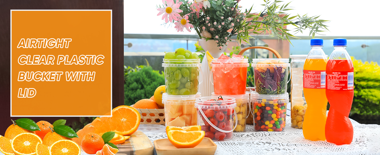 Clear Plastic Bucket with Lid