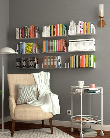 u shape white wall shelves