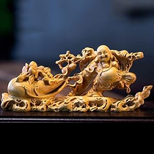 Amazon.co.jp: 木彫り 仏像 七福神 置物 布袋様の置物 ツゲ製