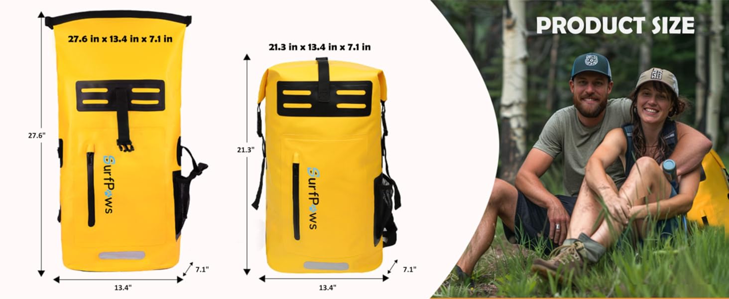 SurfPaws Waterproof Backpack - Outdoor Dry Bag for Boating, Camping, Rafting, Fishing, and More