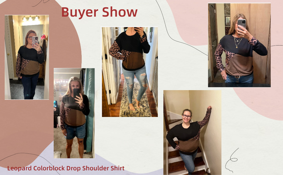 Leopard Colorblock Drop Shoulder Shirt