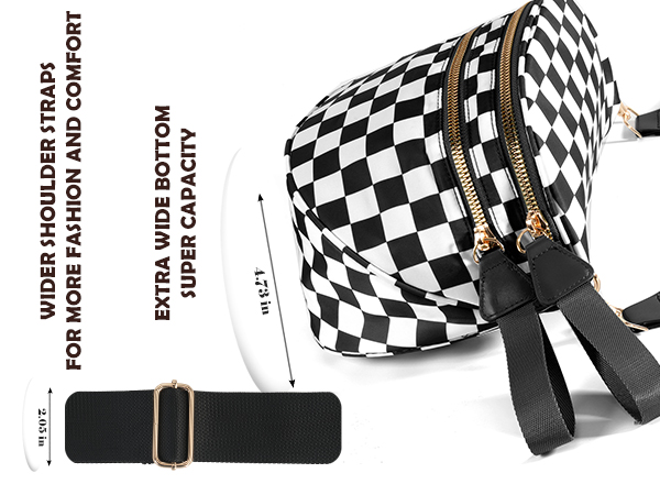 Black and White Checkered Crossbody Bag Bum Bag for Women