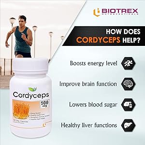 Biotrex Nutraceuticals Cordyceps 500mg - 60 Veg Capsule, Dietary supplement