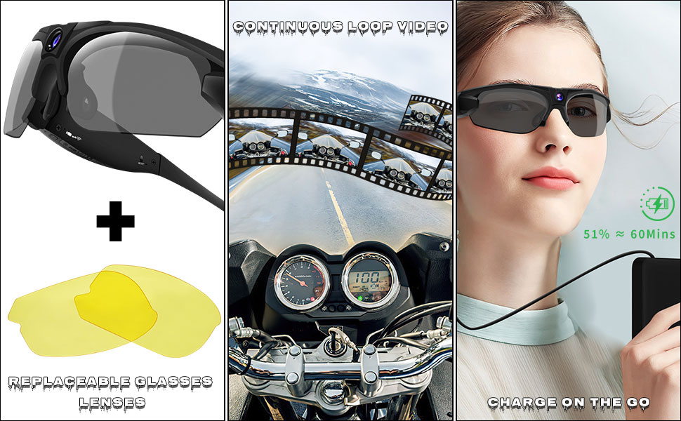 ZTCOLIFE Superior Camera Glasses, WiFi Video Glasses HD 1080P, Camera Sports Sunglasses