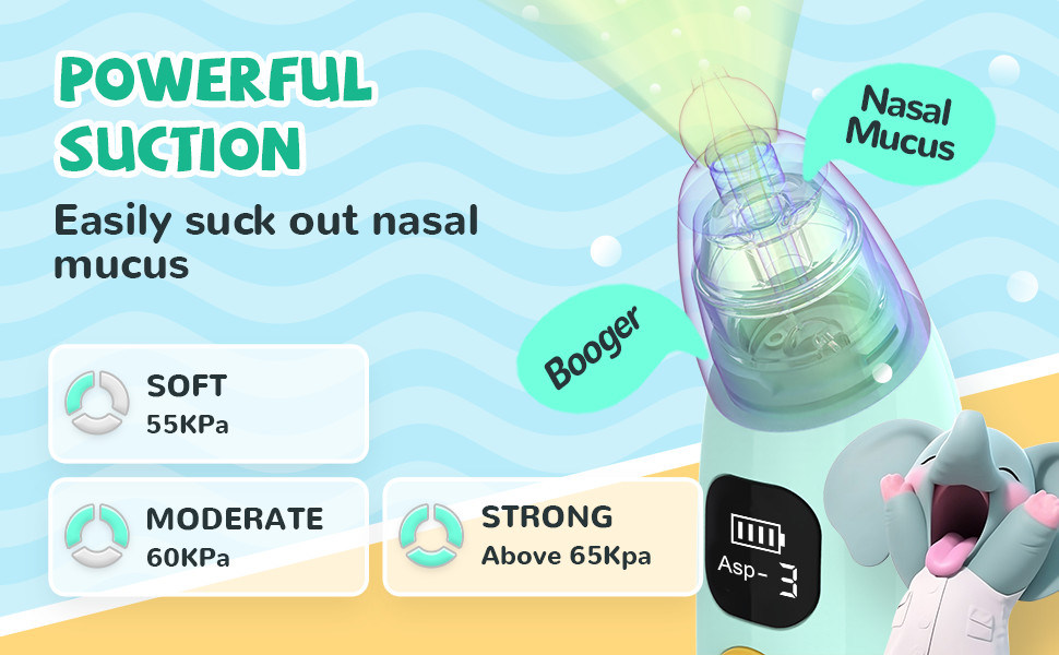 Baby Nasal Aspirator, Electric Auto Snot Remover with LED Light & Music