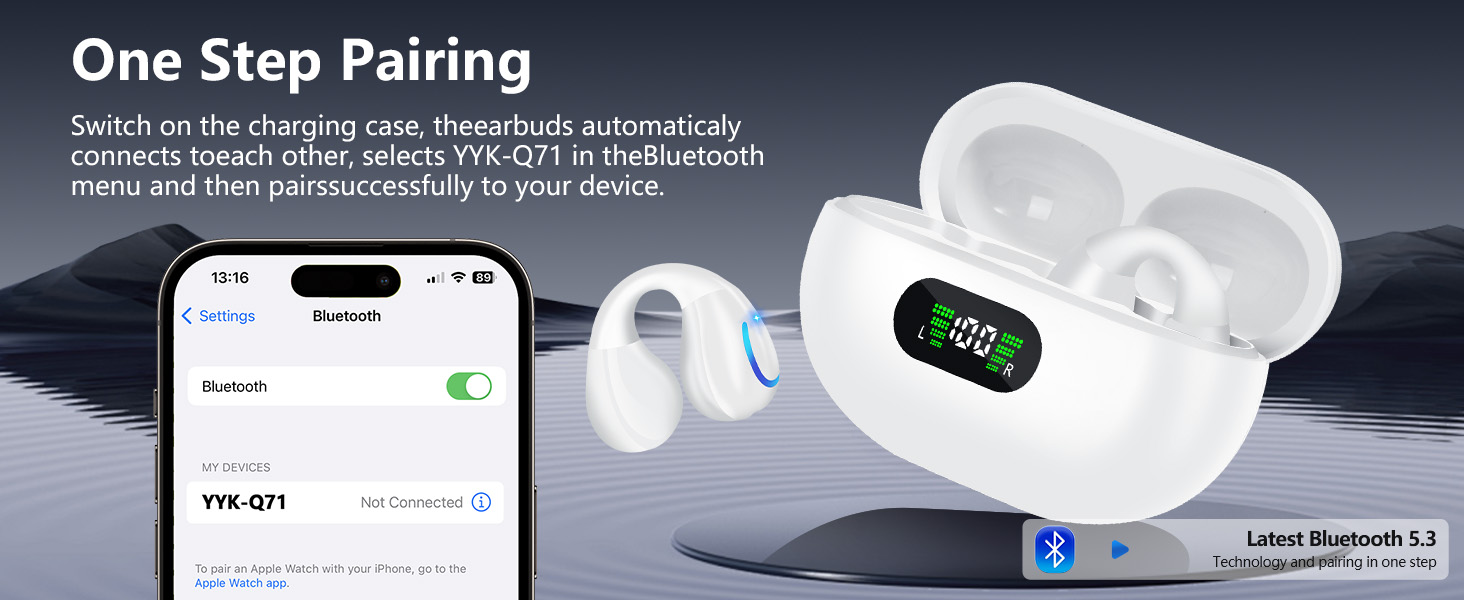 오픈 이어 골전도 헤드폰 블루투스 5.3 무선 오픈 클립 이어 헤드폰