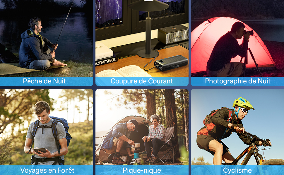 Pêche de Nuit Coupure de Courant Photographie de Nuit Voyages en Forêt Pique-nique Cyclisme