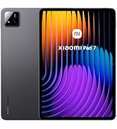 El texto dice «xiaomi pad 7». La pantalla del dispositivo móvil muestra un fondo degradado con líneas curvas que pasan del naranja al azul y al morado.