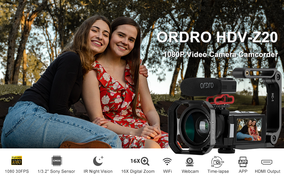 ORDRO Z20 フルHDビデオカメラ1080P 30FPS Ordro-デジタルビデオカメラ,フルhd,z20 1080p,irナイトビジョン