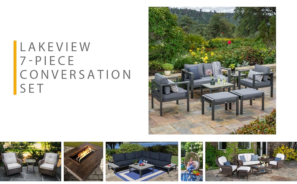 Tortuga Outdoor Lakeview 7 Piece Conversation Patio